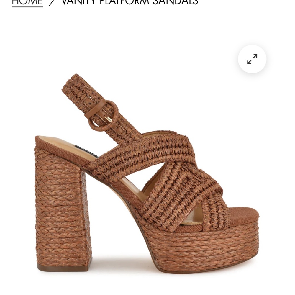 Nine West Brown Raffia Platform Sandals